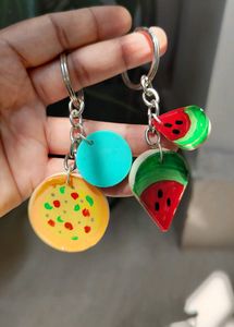 Handmade Funky Food Keychain ( SET OF 2 KECHAINS)