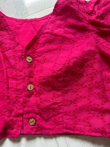 Elegant Pink Embroidered Blouse