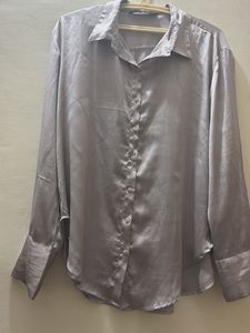 Satin Button-Up Shirt