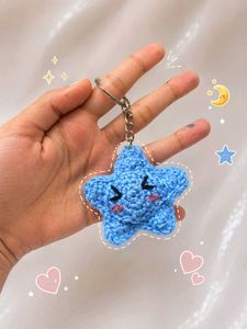 Crochet Moon &amp; Star Keychain Set