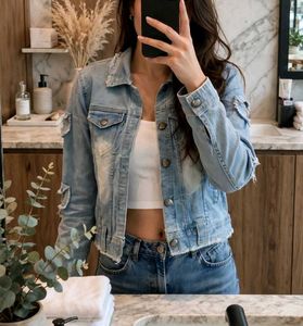 Light Wash Distressed Denim Jacket