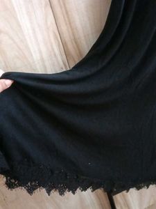 Elegant Black Slip Dress with Lace Trim
