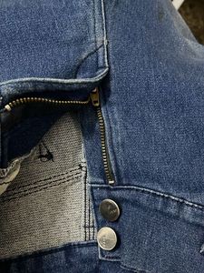 Blue Denim Jeans with Side Stripe