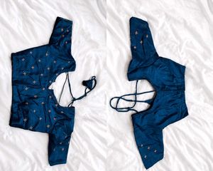 Stylish Blue Embroidered Blouse