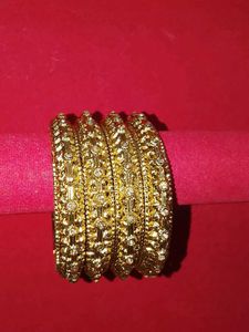 Elegant Gold Bangles with Stones