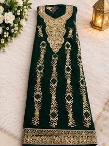 Embroidered Emerald Green Kurta Set with silk salw