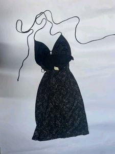 Sparkly Black Halter Neck Dress