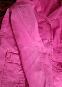 Pink Shade Denim Fabric Blazer Jacket