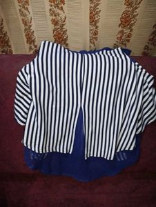 New Striped Embroidered Tunic Top