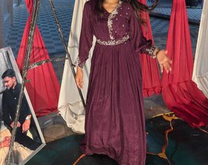 Elegant Maroon Embellished Gown
