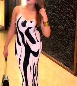 Chic Ribbed Zebra Print Maxi Dress