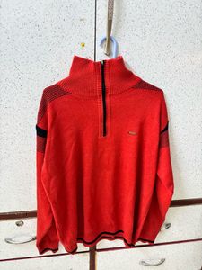 Men's Red Zip-Up Sweater