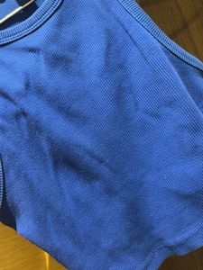 Blue Ribbed h&amp;m Cropped Tank Top