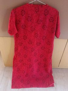 Red Floral Print Kurta