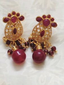 1gm Gold plated Ruby Jadau Kundan Set