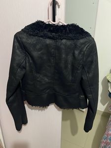 Black Faux Leather Fur Lined Jacket