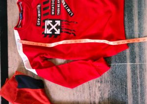 Combo. Red 'Off-White' Graphic    no damage
