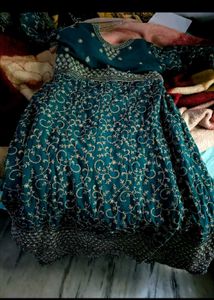 Exquisite Teal Embroidered Lehenga Choli Set