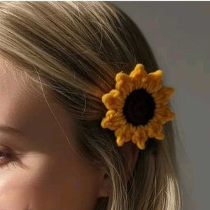 Crochet Sunflower Hair Clip set of 2
