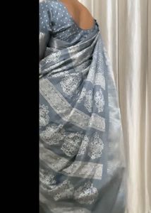 Elegant Grey Woven Saree