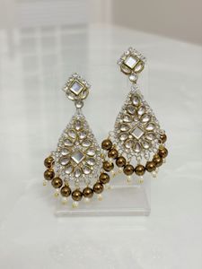 Exquisite Kundan &amp; Pearl Drop Earrings