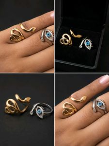 Unique Snake & Evil Eye Ring Set