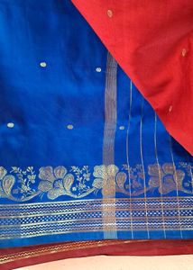 😍Red Saree with Gold Border