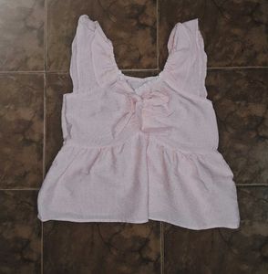 Cute Pink Striped Peplum Top