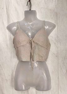 I. Stylish Tie-Front Textured Crop Top