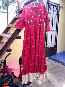 Beautiful Red Tiered Ethnic Gown