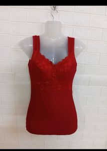 Red Lace Trim corset padded top