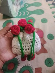 Handmade Crochet Rose Mini Bag