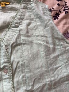 Light Blue Striped Sleeveless Blouse