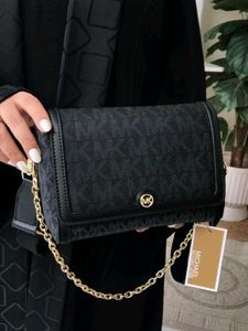 Michael Kors Black Monogram Chain Bag