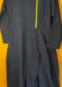 Navy Blue Side Cut Chain Neck Kurti