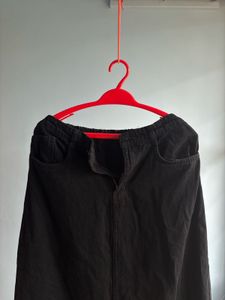 Black Denim Midi Skirt