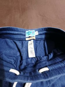 Blue Cotton Drawstring Shorts