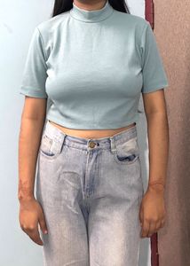 Solid Mock Neck Crop Top
