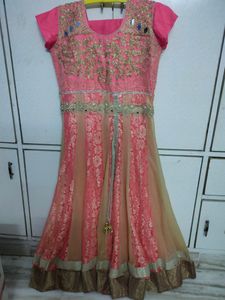 Orange Net Dress With Chudi