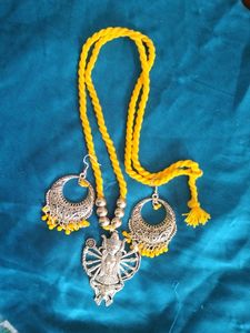 Boho Silver Necklace & Earring Set