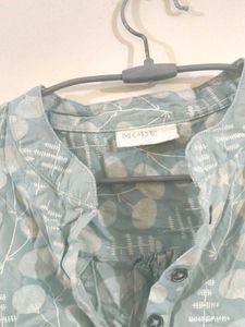 Light Blue Floral Print Tunic Top