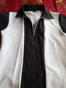 Men's Black &amp; White Zip Neck Top 🤍⚫️