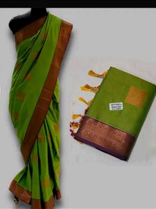 Elegant Green Silk Saree with Traditional Border