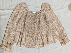 Floral Print Square Neck Blouse