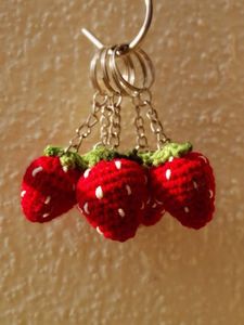 Crocheted Strawberry Keychains