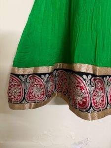 🆕 Green Embroidered Anarkali Suit