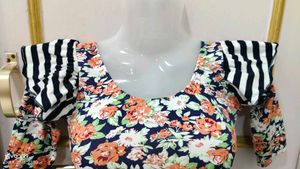 Floral Print Crop Blouse