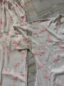 Cute Flamingo Print Pajama Set