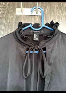 Elegant Black Ruffle Neck Blouse