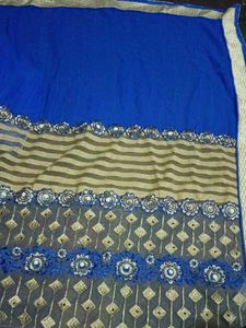 Royal Blue Embroidered Saree